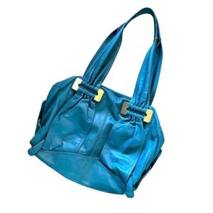 B. Makowsky Blue Leather Shoulder Bag